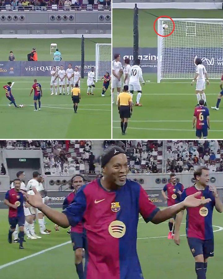 Ronaldinho hồi xuân với pha đá phạt 'điểm 10' 562815