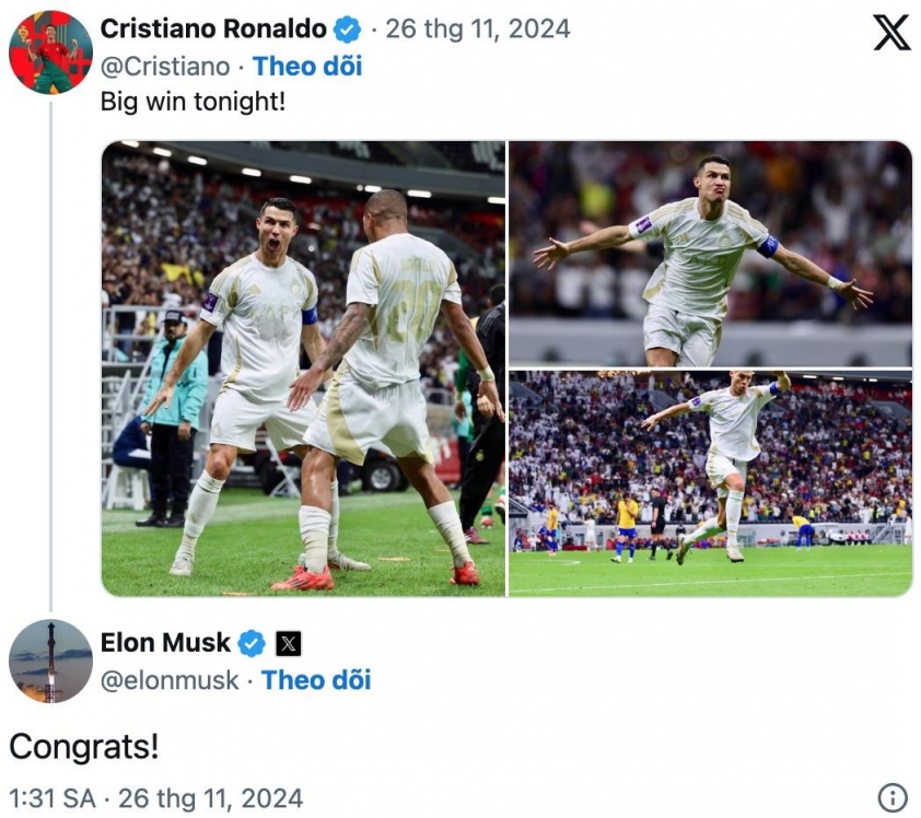 Elon Musk chúc mừng Cristiano Ronaldo 561429